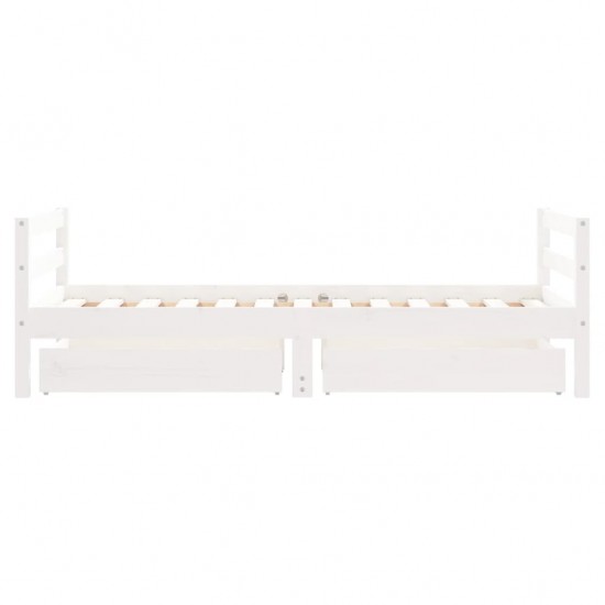 Vaikiškos lovos rėmas su stalčiais, baltas, 80x160cm, pušis