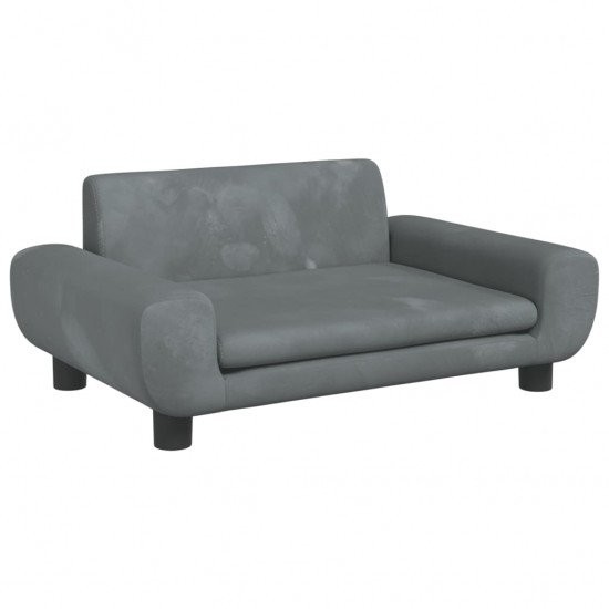 Vaikiška sofa, tamsiai pilkos spalvos, 70x45x33cm, aksomas