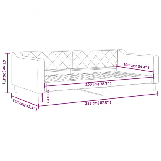 Sofa, šviesiai pilkos spalvos, 100x200cm, audinys