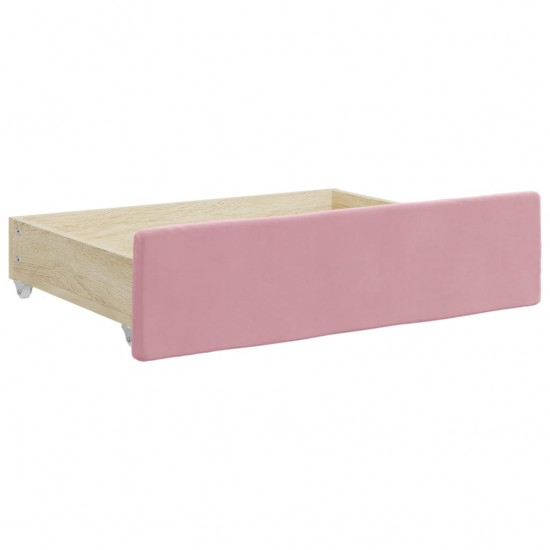 Stalčiai po lova, 2vnt., rožiniai, apdirbta mediena ir aksomas