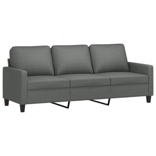 Trivietė sofa su pakoja, tamsiai pilkos spalvos, 180cm, audinys