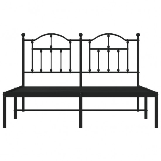 Metalinis lovos rėmas su galvūgaliu, juodos spalvos, 135x190cm