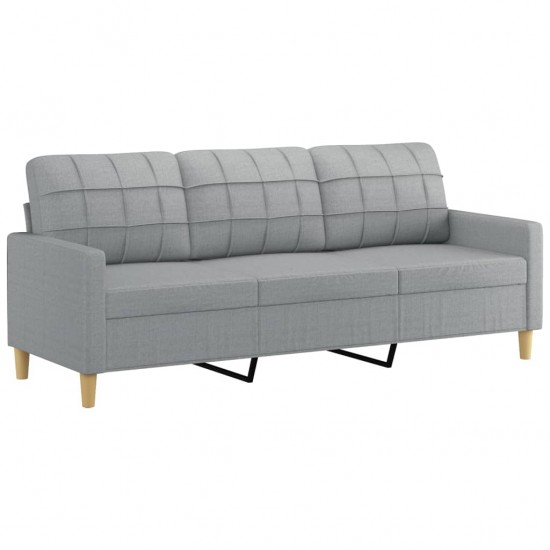 Trivietė sofa su pagalvėlėmis, šviesiai pilka, 180cm, audinys