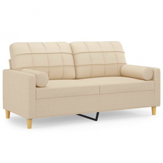 Dvivietė sofa su pagalvėlėmis, kreminės spalvos, 140cm, audinys