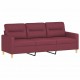 Trivietė sofa su pagalvėlėmis, raudonojo vyno, 180cm, audinys