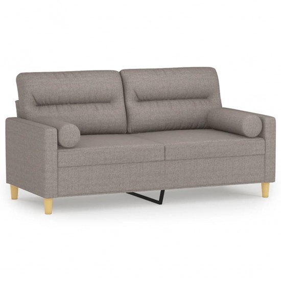 Dvivietė sofa su pagalvėlėmis, taupe spalvos, 140cm, audinys