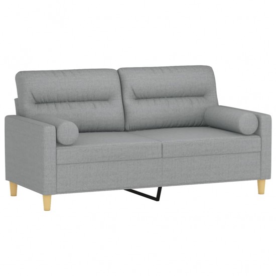 Dvivietė sofa su pagalvėlėmis, šviesiai pilka, 140cm, audinys