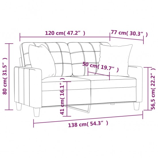 Dvivietė sofa su pagalvėlėmis, kreminė, 120cm, dirbtinė oda