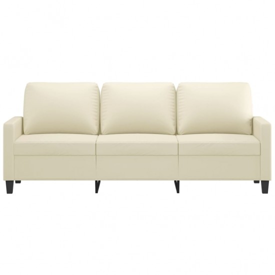 Trivietė sofa, kreminės spalvos, 180cm, dirbtinė oda