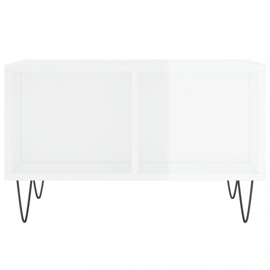 Kavos staliukas, baltas, 60x50x36,5cm, mediena, blizgus