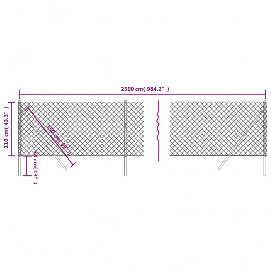 Tinklinė tvora, antracito spalvos, 1,1x25m