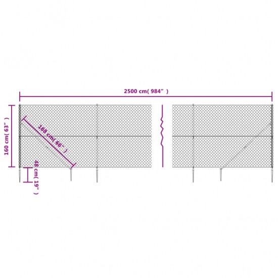 Tinklinė tvora su smaigais, sidabrinės spalvos, 1,6x25m