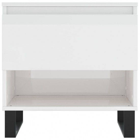 Kavos staliukas, baltas, 50x46x50cm, mediena, blizgus