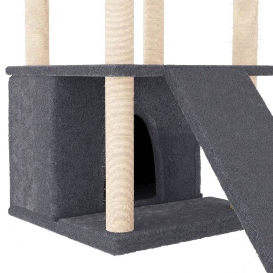 Draskyklė katėms su stovais iš sizalio, tamsiai pilka, 133cm