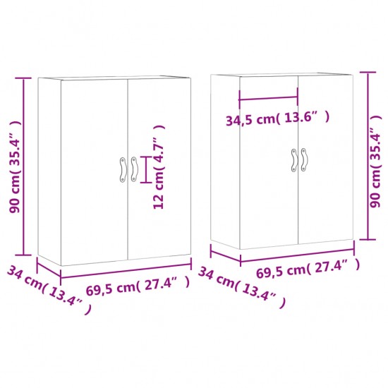 Prie sienos montuojamos spintelės, 2vnt., betono, 69,5x34x90cm