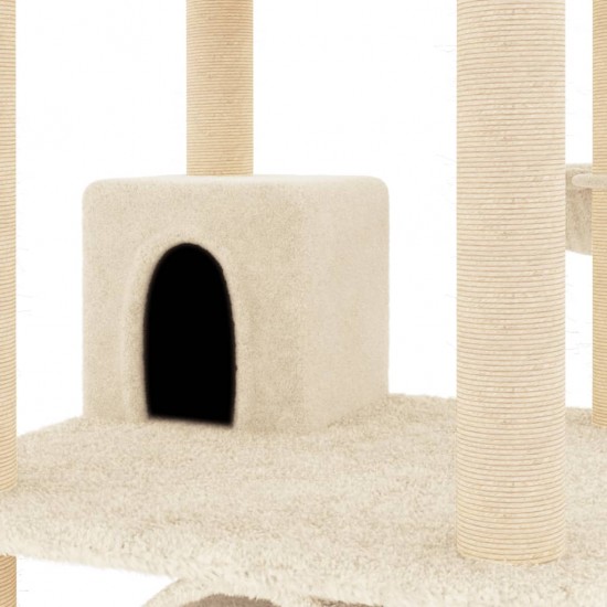 Draskyklė katėms su stovais iš sizalio, kreminės spalvos, 141cm