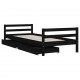 Vaikiškos lovos rėmas su stalčiais, juodas, 80x200cm, pušis