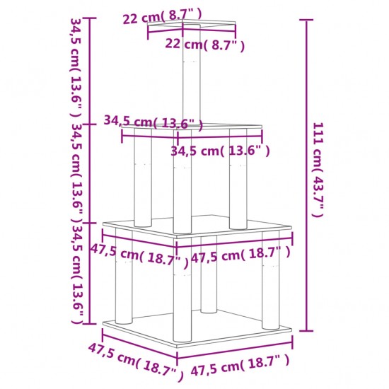 Draskyklė katėms su stovais iš sizalio, kreminės spalvos, 111cm