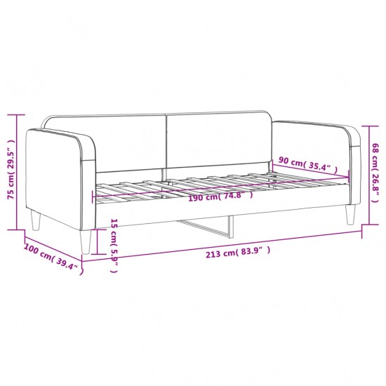 Sofa, juodos spalvos, 90x190cm, audinys