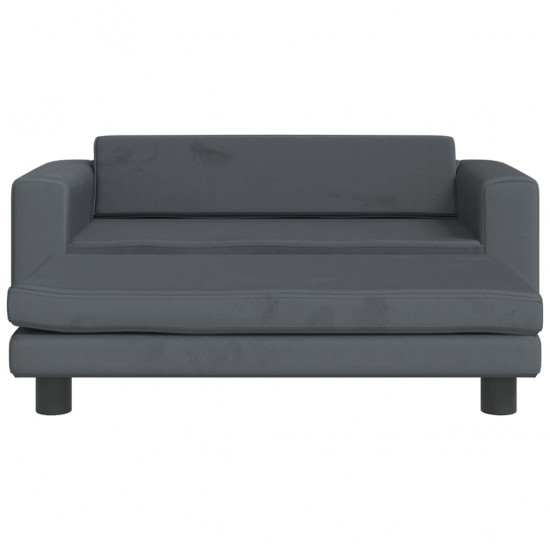 Vaikiška sofa su pakoja, tamsiai pilka, 100x50x30cm, aksomas