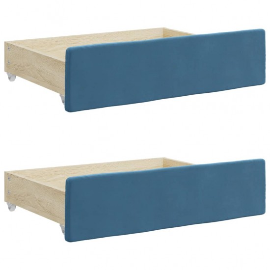 Stalčiai po lova, 2vnt., mėlyni, apdirbta mediena ir aksomas