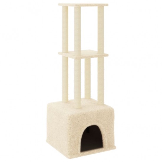 Draskyklė katėms su stovais iš sizalio, kreminė, 133,5cm