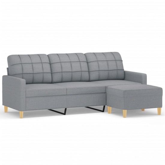 Trivietė sofa su pakoja, šviesiai pilka, 180cm, audinys