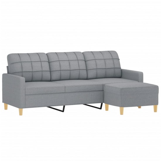 Trivietė sofa su pakoja, šviesiai pilka, 180cm, audinys