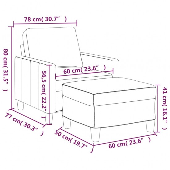Krėslas su pakoja, kreminės spalvos, 60cm, dirbtinė oda