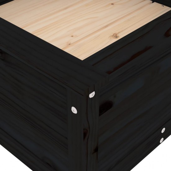 Sodo lovelis, juodas, 82,5x82,5x39cm, pušies medienos masyvas