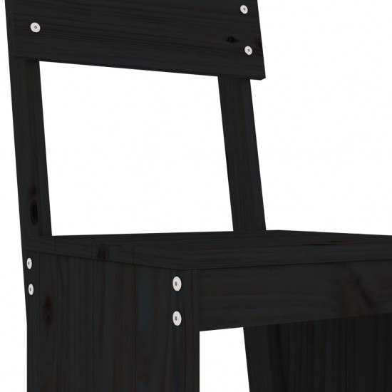 Baro taburetės, 2vnt., juodos, 40x48,5x115,5cm, pušies masyvas
