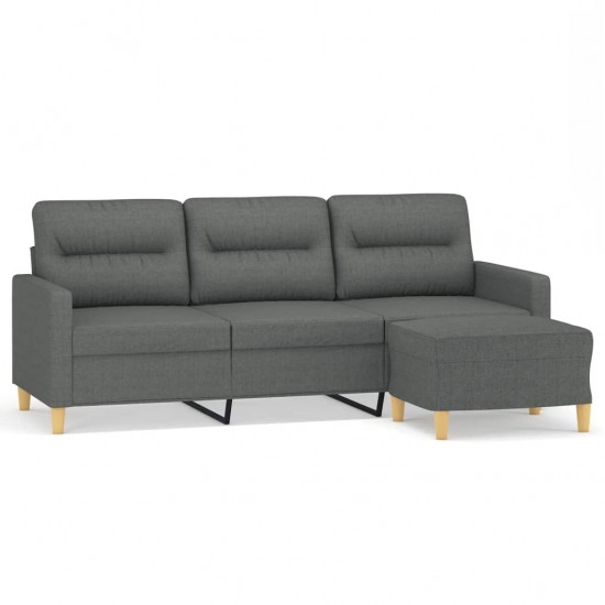 Trivietė sofa su pakoja, tamsiai pilkos spalvos, 180cm, audinys