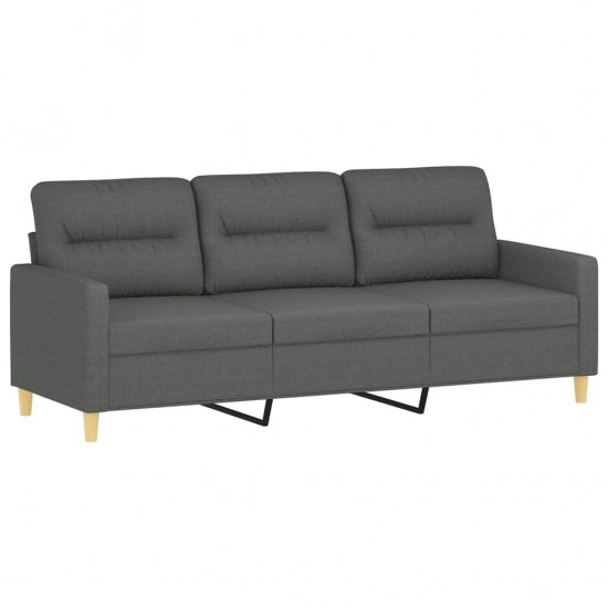 Trivietė sofa su pakoja, tamsiai pilkos spalvos, 180cm, audinys