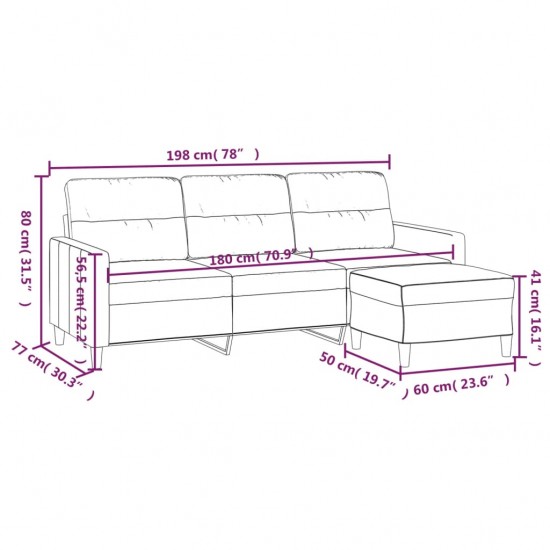 Trivietė sofa su pakoja, tamsiai pilkos spalvos, 180cm, audinys