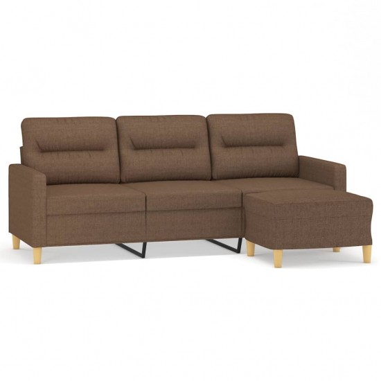 Trivietė sofa su pakoja, rudos spalvos, 180cm, audinys