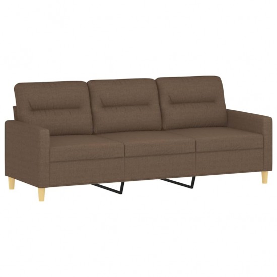 Trivietė sofa su pakoja, rudos spalvos, 180cm, audinys