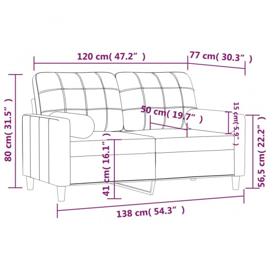 Dvivietė sofa su pagalvėlėmis, šviesiai pilka, 120cm, audinys