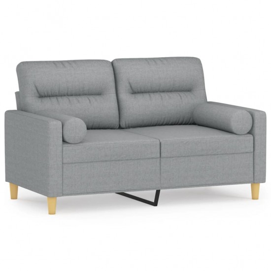 Dvivietė sofa su pagalvėlėmis, šviesiai pilka, 120cm, audinys