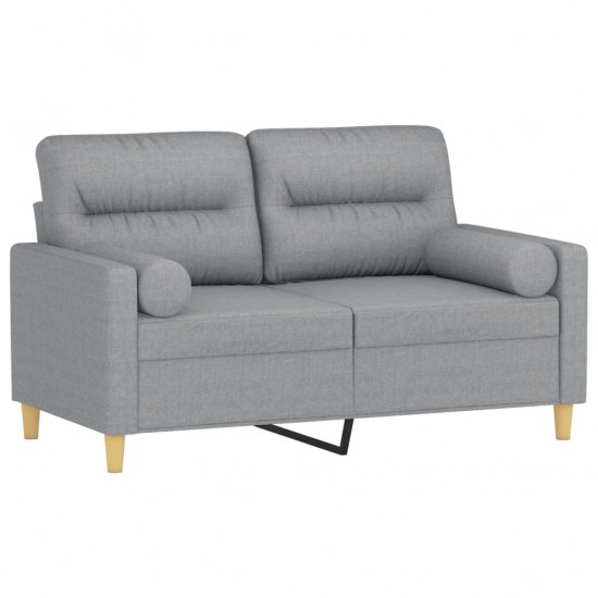 Dvivietė sofa su pagalvėlėmis, šviesiai pilka, 120cm, audinys