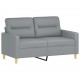 Dvivietė sofa su pagalvėlėmis, šviesiai pilka, 120cm, audinys