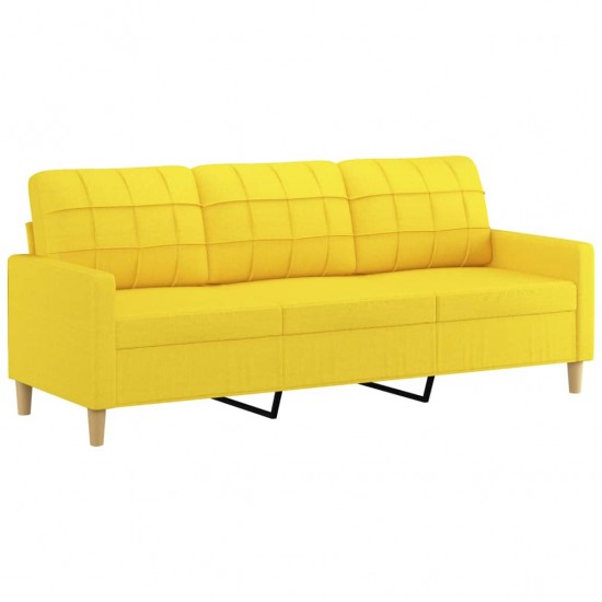 Trivietė sofa su pagalvėlėmis, šviesiai geltona, 180cm, audinys