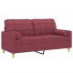 Dvivietė sofa su pagalvėlėmis, raudonojo vyno, 140cm, audinys