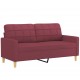 Dvivietė sofa su pagalvėlėmis, raudonojo vyno, 140cm, audinys