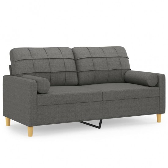 Dvivietė sofa su pagalvėlėmis, tamsiai pilka, 140cm, audinys