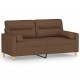 Dvivietė sofa su pagalvėlėmis, rudos spalvos, 140cm, audinys