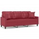 Trivietė sofa su pagalvėlėmis, vyno, 180cm, dirbtinė oda