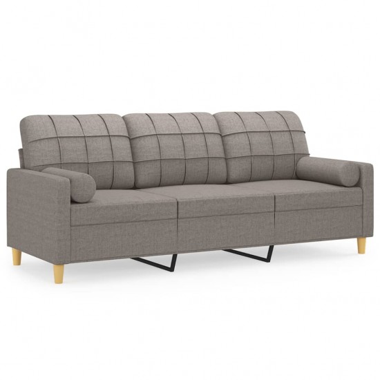 Trivietė sofa su pagalvėlėmis, taupe spalvos, 180cm, audinys