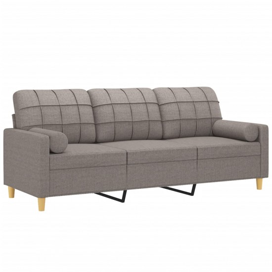 Trivietė sofa su pagalvėlėmis, taupe spalvos, 180cm, audinys