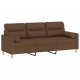 Trivietė sofa su pagalvėlėmis, rudos spalvos, 180cm, audinys