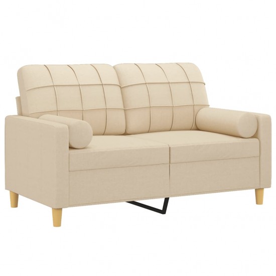 Dvivietė sofa su pagalvėlėmis, kreminės spalvos, 120cm, audinys